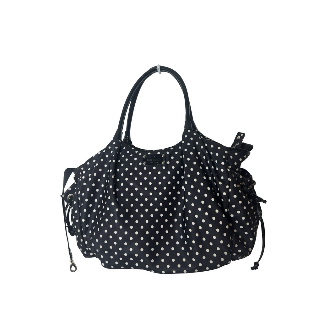 Kate Spade Classic Stevie Black Nylon Polka Dot Diaper Bag Tote
